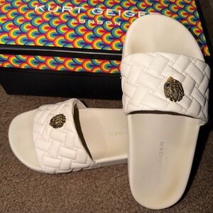 Kurt Geiger Cream Woven Slide Sandals